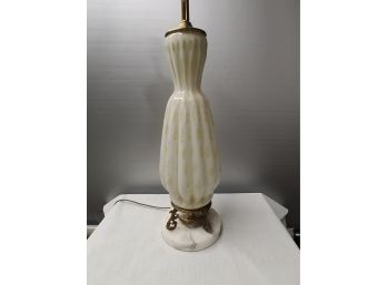 Mid-century Art Glass Table Lamp With Silver Foil Flakes