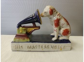 Porcelain His Master's Voice Staffordshire Type Figure