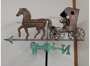 Copper Horse-drawn Carriage Weathervane