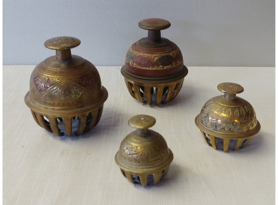 4 Handcrafted Indian Brass Bells