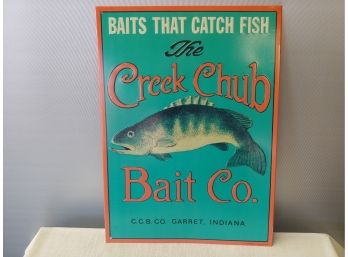 Embossed Creek Chub Bait Company Advertising Sign