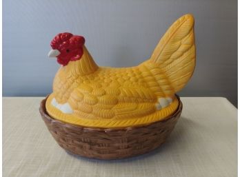 Bisque Covered Hen On Nest Dish