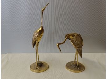 Pair Of Brass Cranes