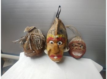 3 Vintage Coconut Heads
