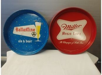 Vintage Ballantine In Miller High Life Beer Trays