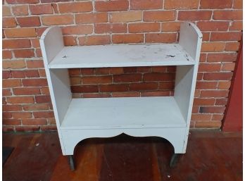 White-painted Mission Oak Book Trolley