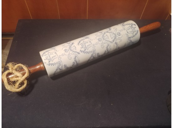 Decorative 20 Inch Blue And White Porcelain Rolling Pin
