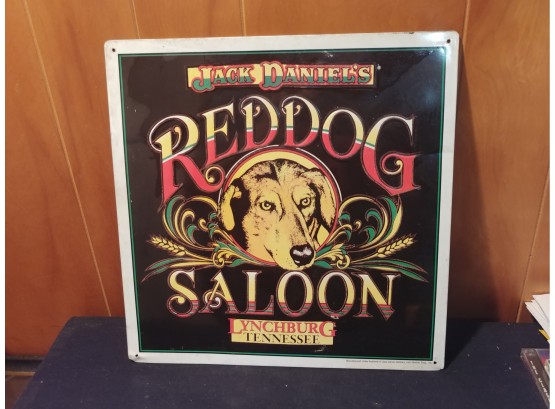 Embossed Jack Daniels Red Dog Saloon Tin Lithographed Advertising Sign