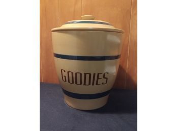 Over And Back Yellow Ware Goodies Jar