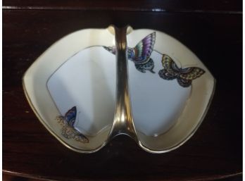 Hand-painted Nippon Handled Tray With Butterfly Decoration