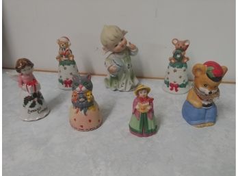 6 Piece Japanese Bisque Bell And Figurines.