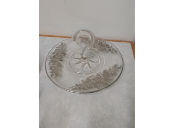Unusual Swan Handled Pastry Dish With Silver Deposit