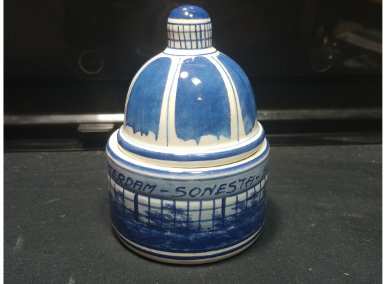 Hand-painted Delft Souvenir Box From The Sonesta Hotel Amsterdam
