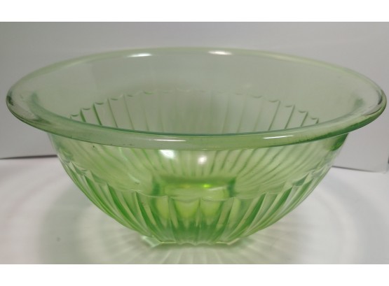 11 Inch Green Depression Glass Mixing Bowl