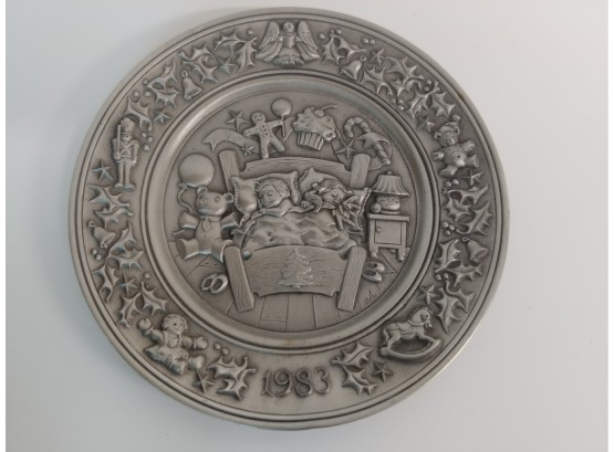 1983 Hudson Pewter Limited Edition' Visions Of Sugarplums 'plate By Andrea Hollis