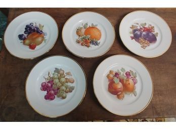 5 Vintage JKW West German 8' Fruit Decorated Plates