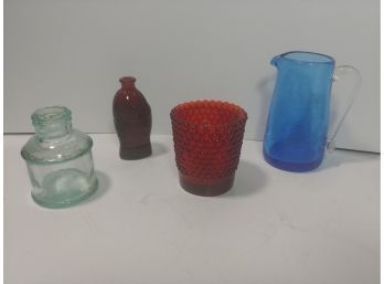 4 Piece Colored Glass Lot