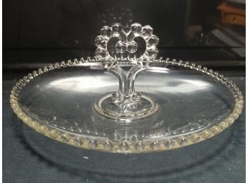 Imperial Glass Candlewick Pattern Serving Dish With Heart-shaped Handle