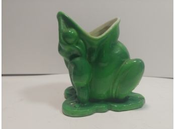 Vintage Japanese Bisque Figural Frog Flower Vase