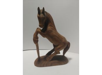 Hand Carved Zebrawood Horse Sculpture