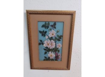 Framed Victorian Hand-painted Glass Panel