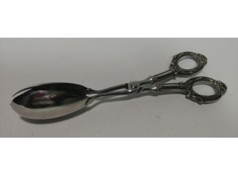 German Made Stainless Steel Serving Tongs With Sterling Silver Handles