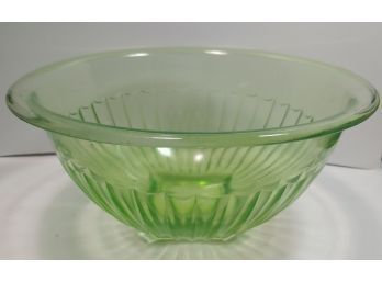 11 Inch Green Depression Glass Mixing Bowl