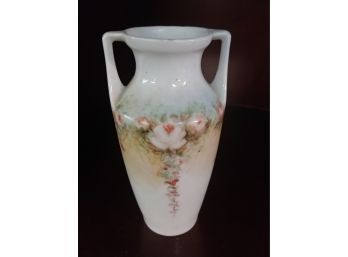 Two Handled Hand-painted Porcelain Bud Vase Signed C.T. Altwasser(small Chip)