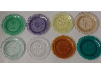 8 Assorted Pressed Glass Cup Plates