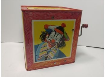 Mattel Tin Lithographed Clown Musical Jack In The Box