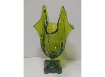 Mid-century Avocado Green Viking Glass Vase