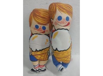 1970s Eat It All Cone Company Boy And Girl Advertising Dolls