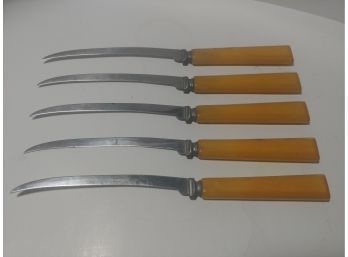 5 Butterscotch Bakelite Handled Fillet Knives