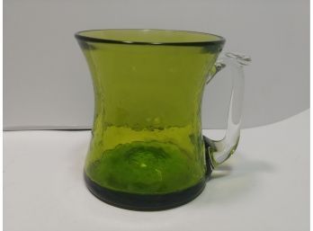 Hand Blown Avocado Green Glass Mug With Thumbrest