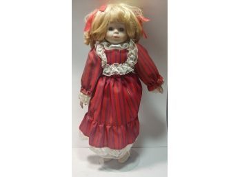 Porcelain Collector's Doll With Metal Stand