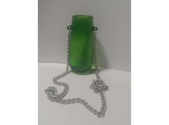 Vintage Forest Green Drinking Glass Necklace