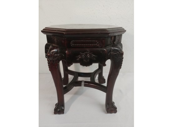 Carved Chinese Rosewood Ball And Claw Foot Stand ( As Is)