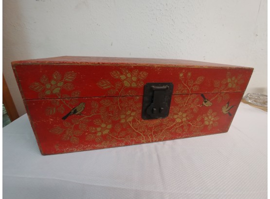 Hand Painted Chinese Leather Storage Box