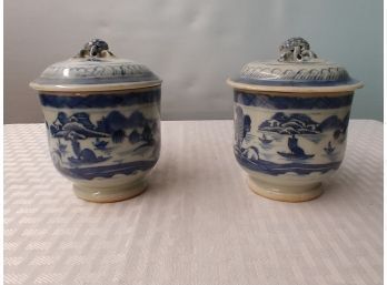 Pair Of Canton Cups With Covers