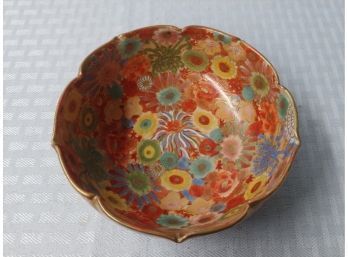 Signed Floral Decorated Satsuma Bowl
