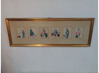 Series Of Six Framed Chinese Paintings On Silk