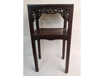 Chinese Rosewood Lamp Table With Pink Marble Insert