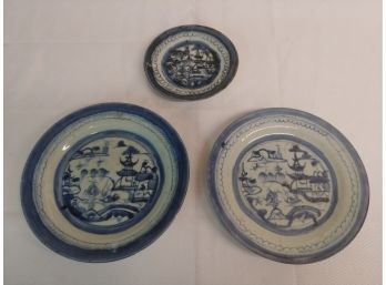 Lot Of Three Canton Porcelain Plates