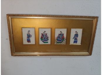 Group Of Four Framed Chinese Paintings On Silk