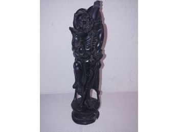 12 In Chinese Carving Of Man With Walking Stick