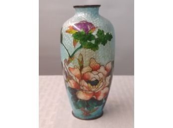 5 In Japanese Cloisonne Vase With Floral Decoration