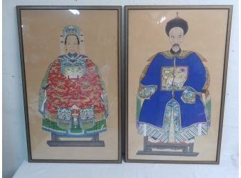 Pair Of Chinese Ancestry Portrait Paintings