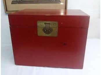 Red Lacquered Chinese Wooden Storage Box