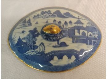 Shaped Canton China Cover With Gold Accents
