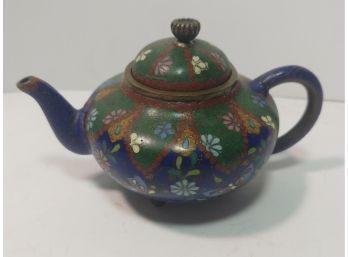 Miniature Footed Chinese Cloisonne Enamel Teapot